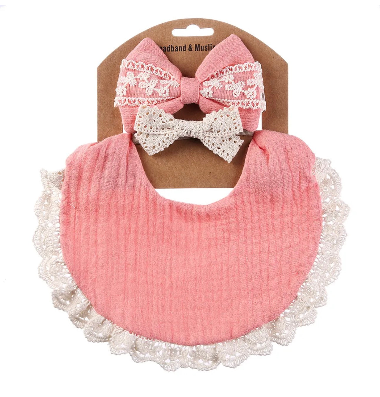 Lace Bow Bib Set