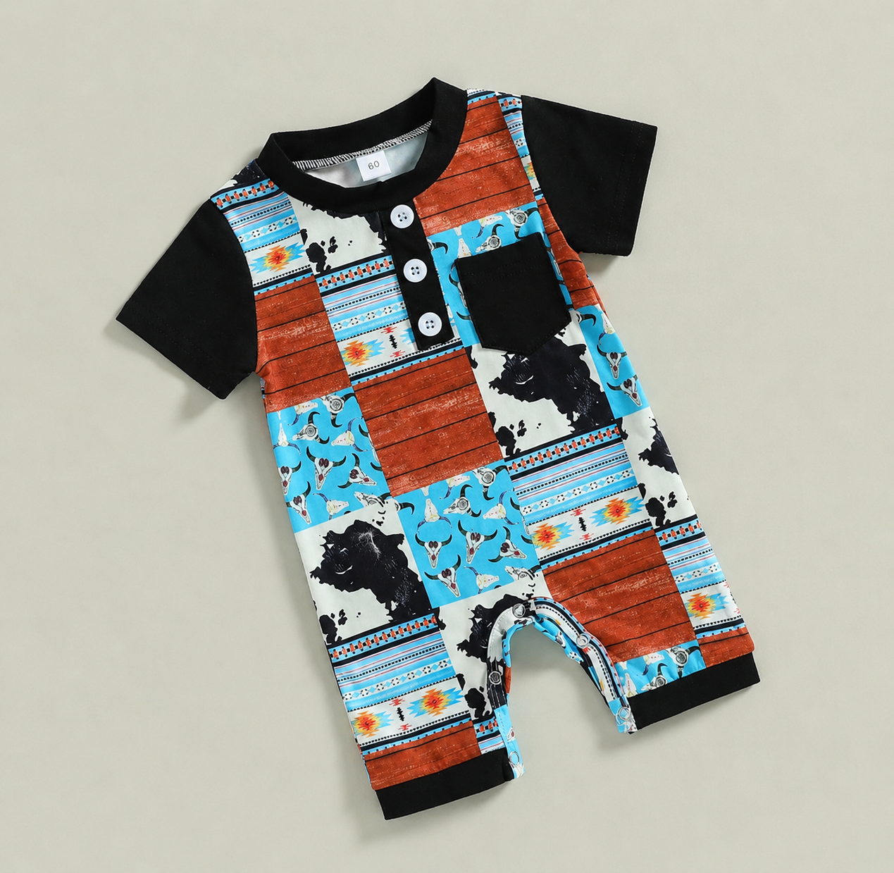 Western Patchwork Romper