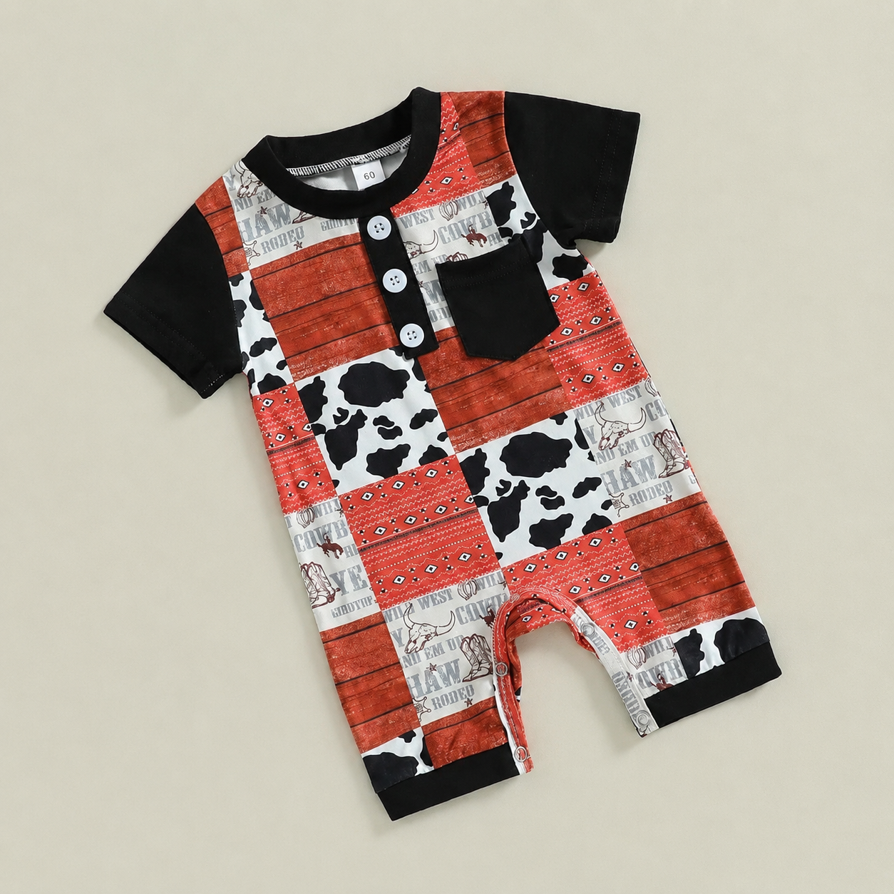 Western Patchwork Romper