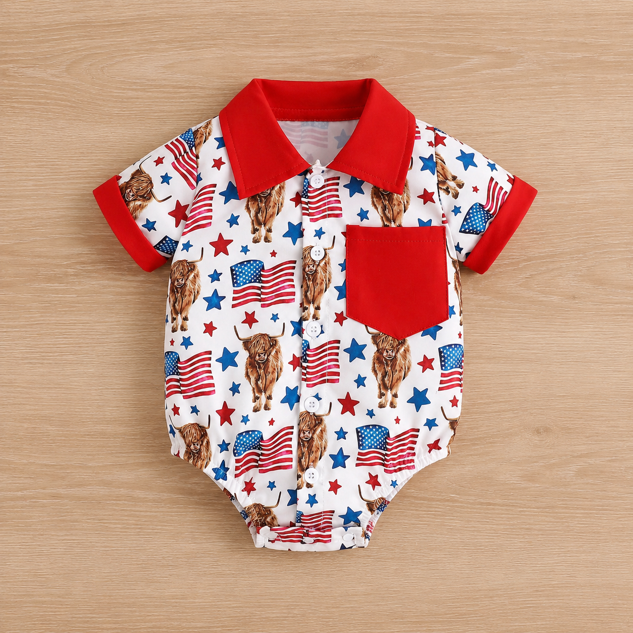 Patriotic Highland Cow Romper