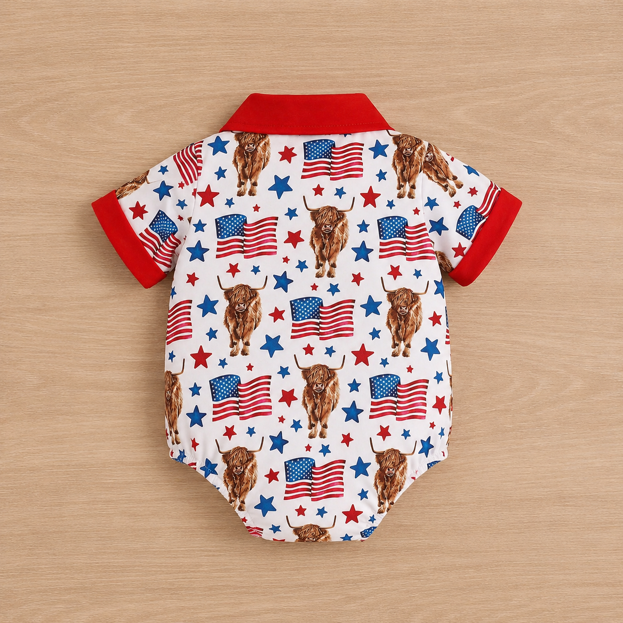 Patriotic Highland Cow Romper